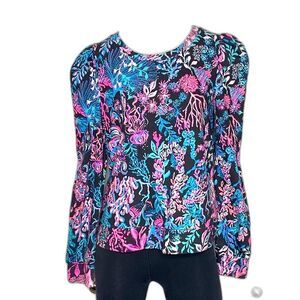 Onxy Twilight Coral Reef LILLY PULITZER Jansen Sweatshirt Medium EUC